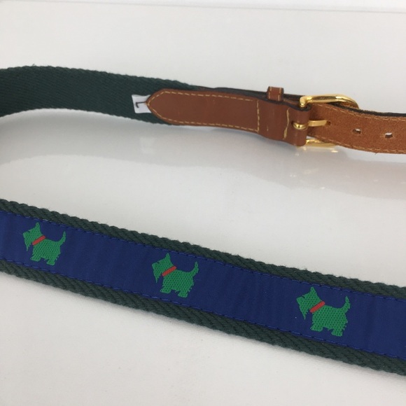 Scotty Dog Belt Blue Green Brown Leather Scottish Terrier - Picture 9 of 12